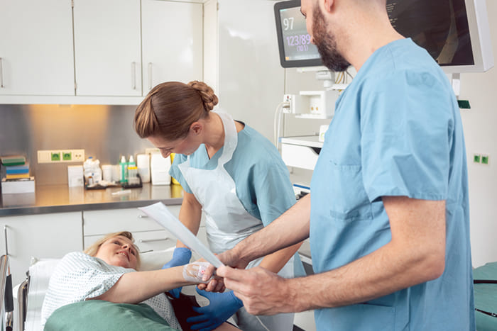 Colonoscopy Patient Greeting Doctor